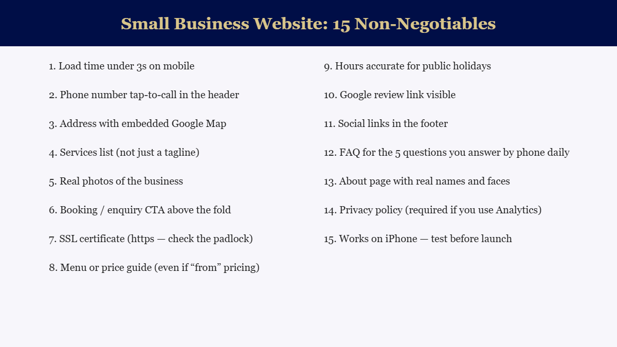 15 essential features for a small business website checklist